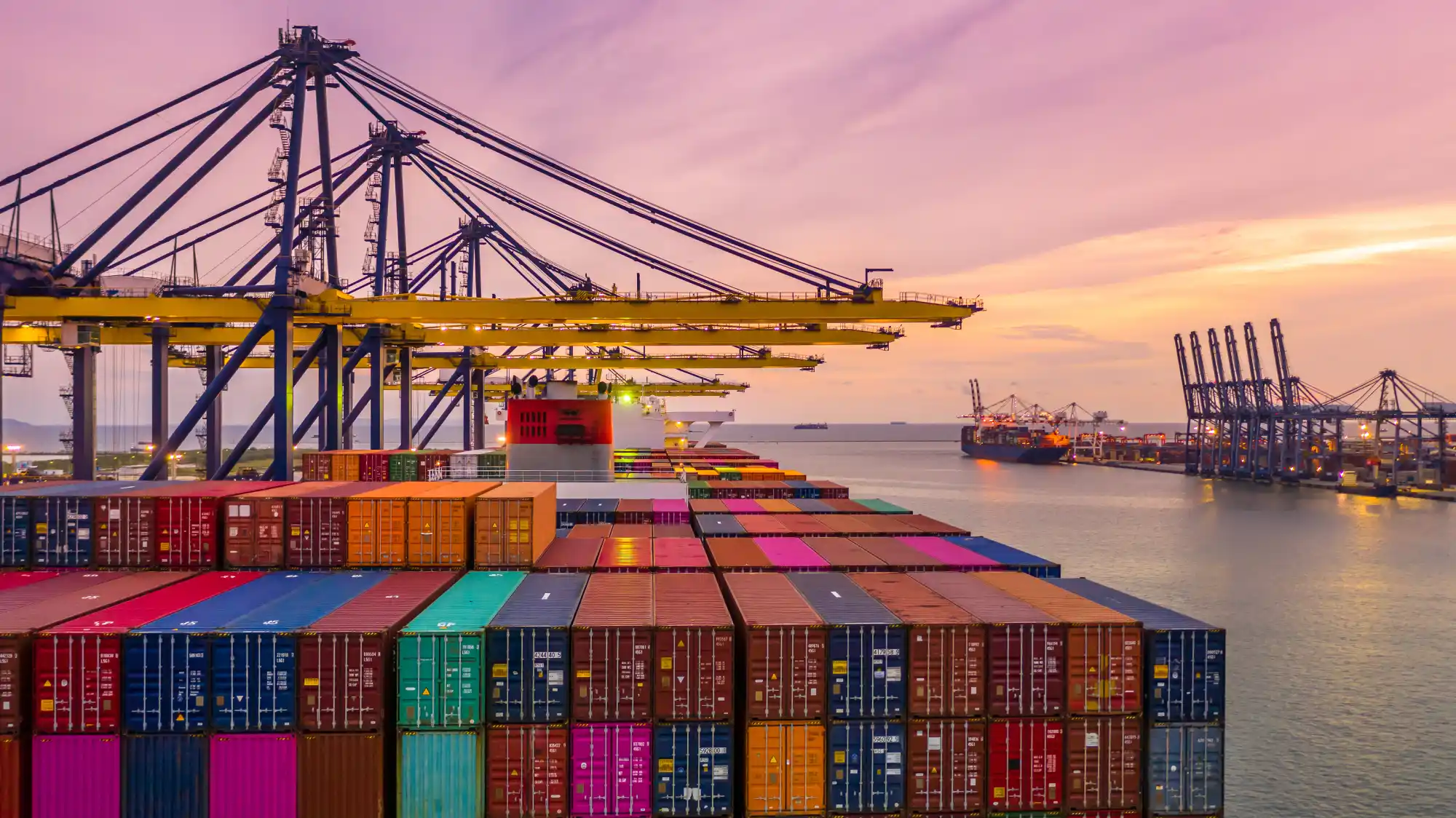 Colorful Shipping Containers In A Busy Commercial 2026 03 17 09 02 05 Utc